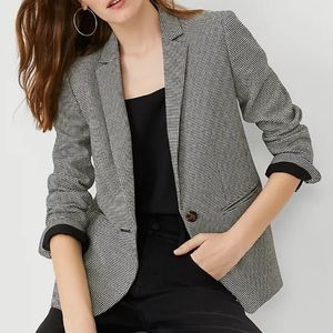 NEW Ann Taylor Tall The Hutton Black & White Houndstooth Blazer Jacket 0T